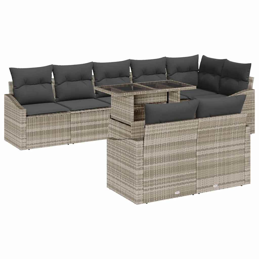 Garten-Sofa-Set mit Kissen 9 pcs Grau Beige 100 x 55 x 73 cm