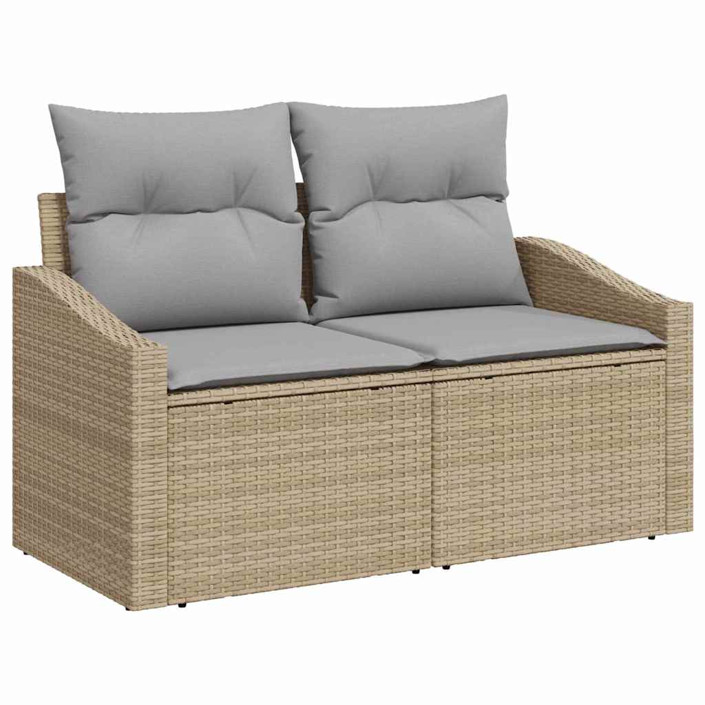 Garten-Sofa-Set mit Kissen mit Speicher 7 pcs Beige, Hellgrau