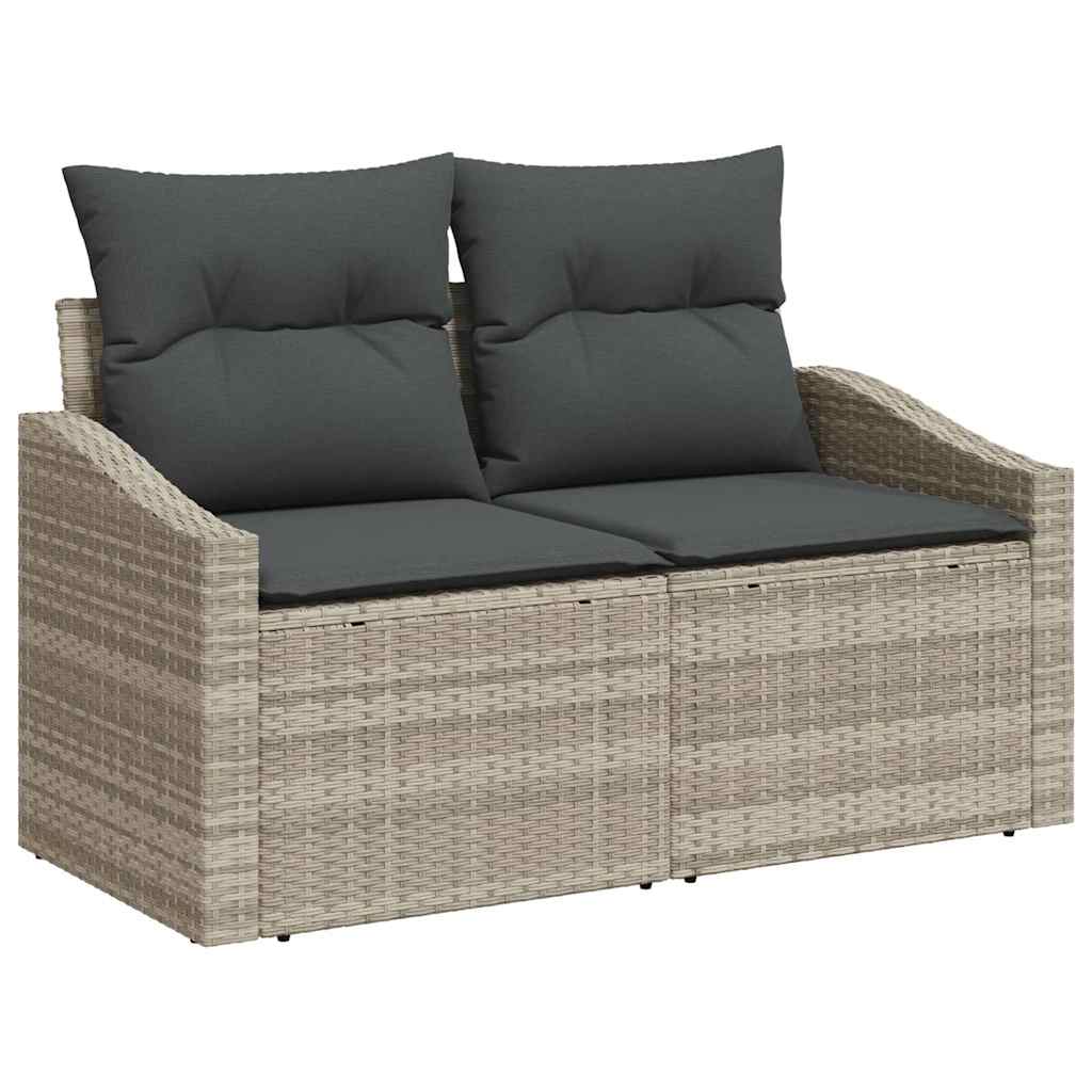 Garten-Sofa-Set mit Kissen mit Speicher 9 pcs Beige und Grau