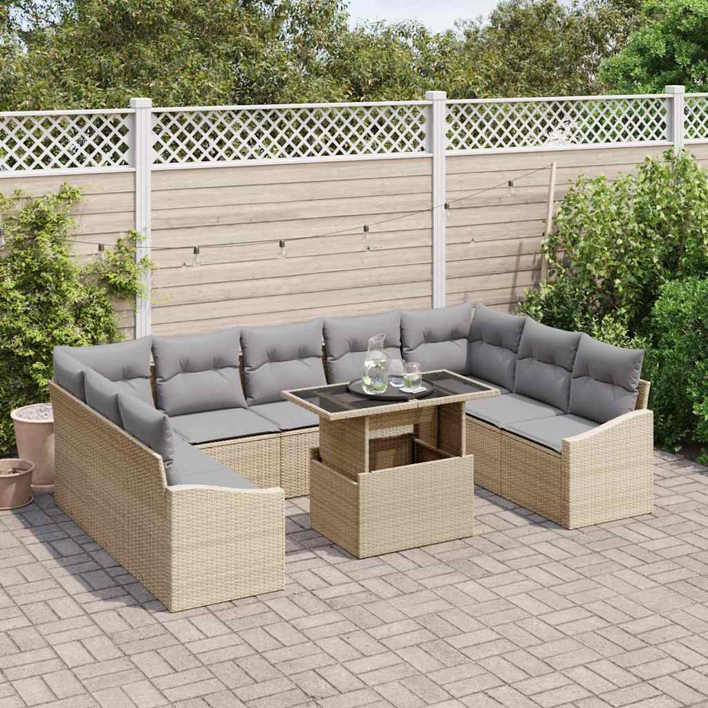 Garten-Sofa-Set 10 pcs Beige, Hellgrau 100 x 55 x 73 cm