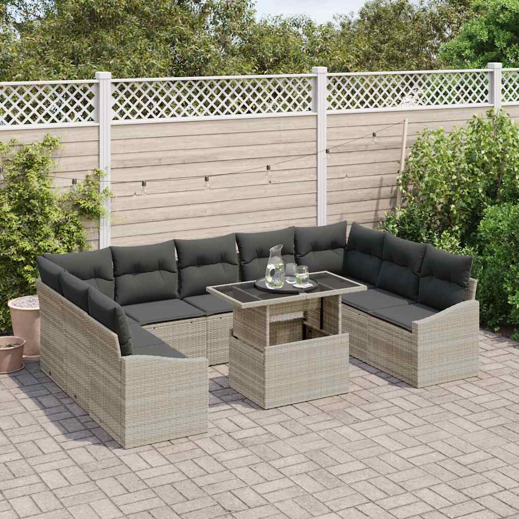 Garten-Sofa-Set 10 pcs Beige, Dunkelgrau 100 x 55 x 73 cm