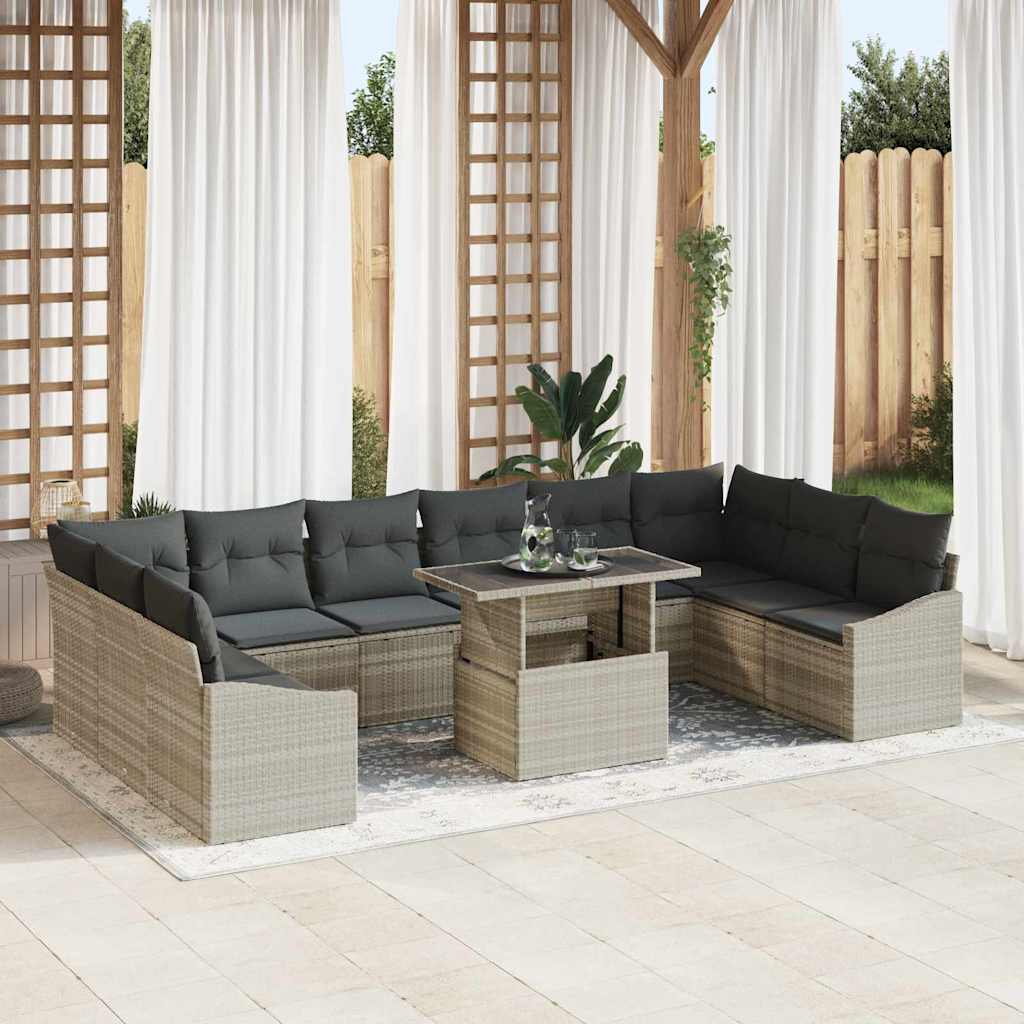 Garten-Sofa-Set 11 pcs Beige Dunkelgrau 100 x 55 x 73 cm