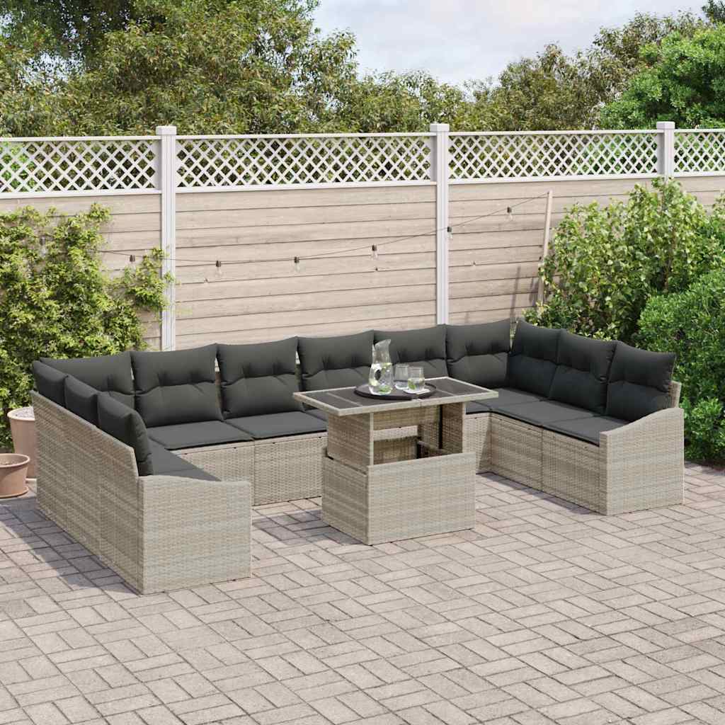 Garten-Sofa-Set 11 pcs Beige Dunkelgrau 100 x 55 x 73 cm