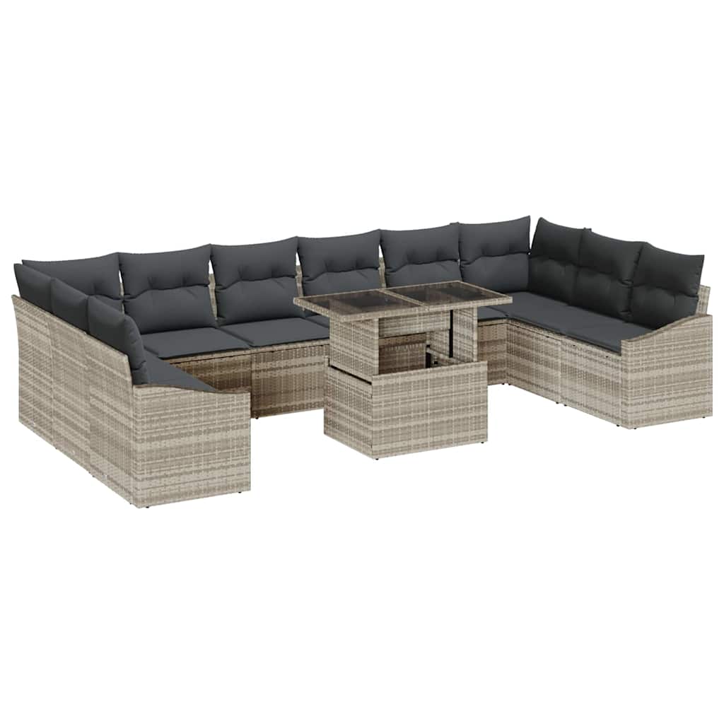 Garten-Sofa-Set 11 pcs Beige Dunkelgrau 100 x 55 x 73 cm