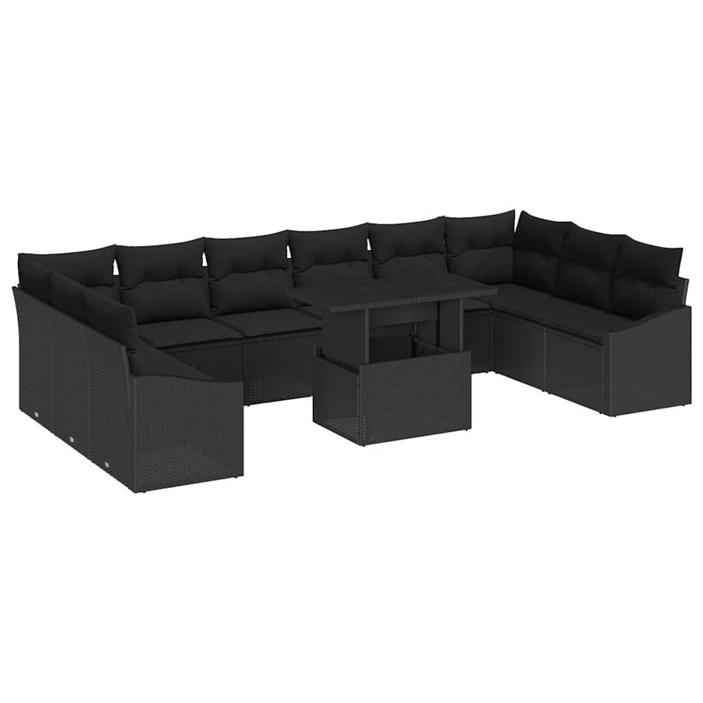 Garten-Sofa-Set mit Kissen 11 pcs Schwarz 100 x 55 x 73 cm