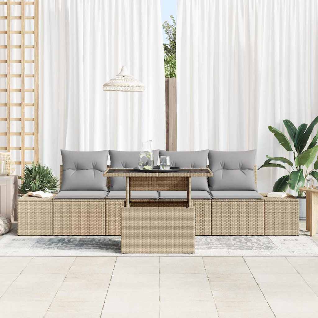 Garten-Sofa-Set 5 pcs Beige, Hellgrau 100 x 55 x 73 cm
