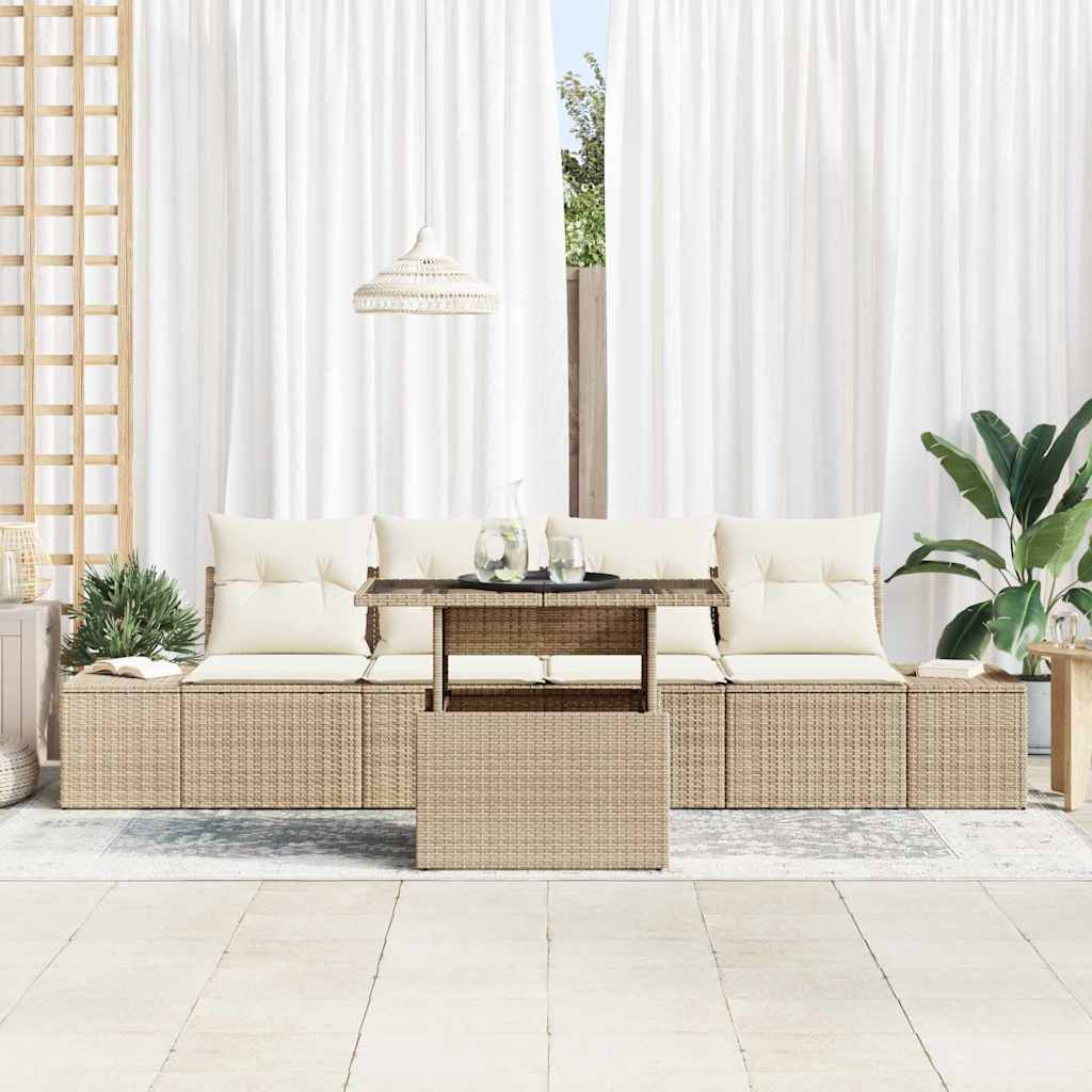 Garten-Sofa-Set mit Kissen 5 pcs Beige, Creme 100 x 55 x 73 cm