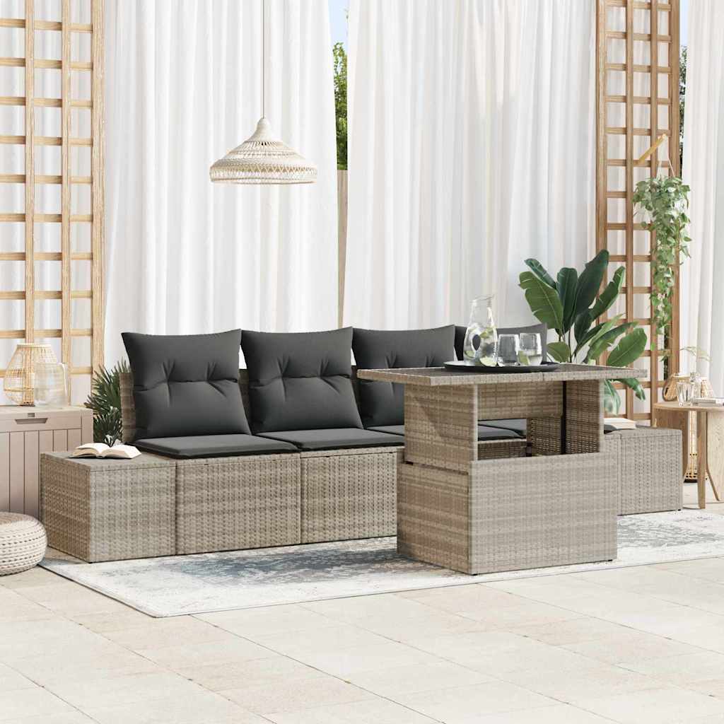 Garten-Sofa-Set mit Kissen 5 pcs Beige Grau 100 x 55 x 73 cm