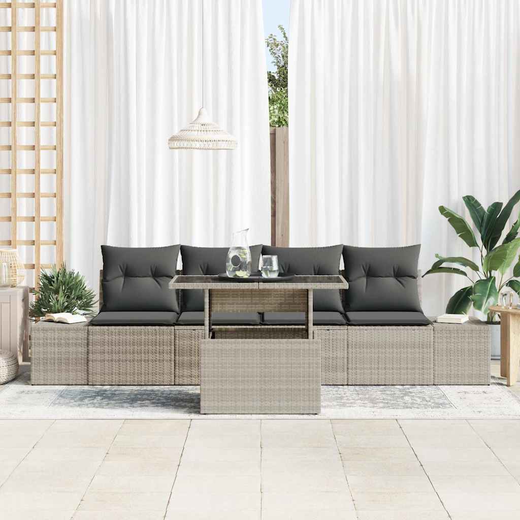 Garten-Sofa-Set mit Kissen 5 pcs Beige Grau 100 x 55 x 73 cm
