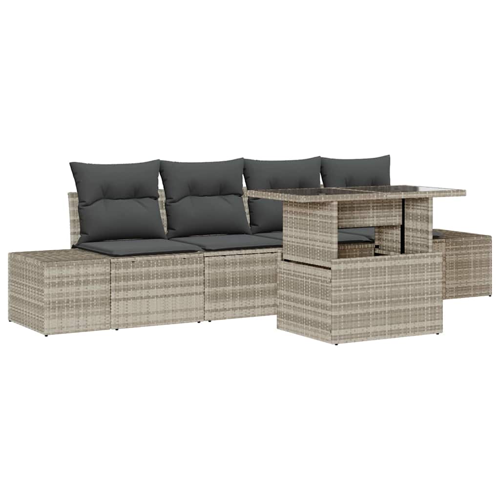 Garten-Sofa-Set mit Kissen 5 pcs Beige Grau 100 x 55 x 73 cm