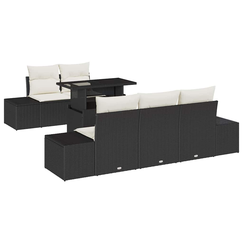Garten-Sofa-Set 6 pcs Schwarz, Creme 100 x 55 x 73 cm