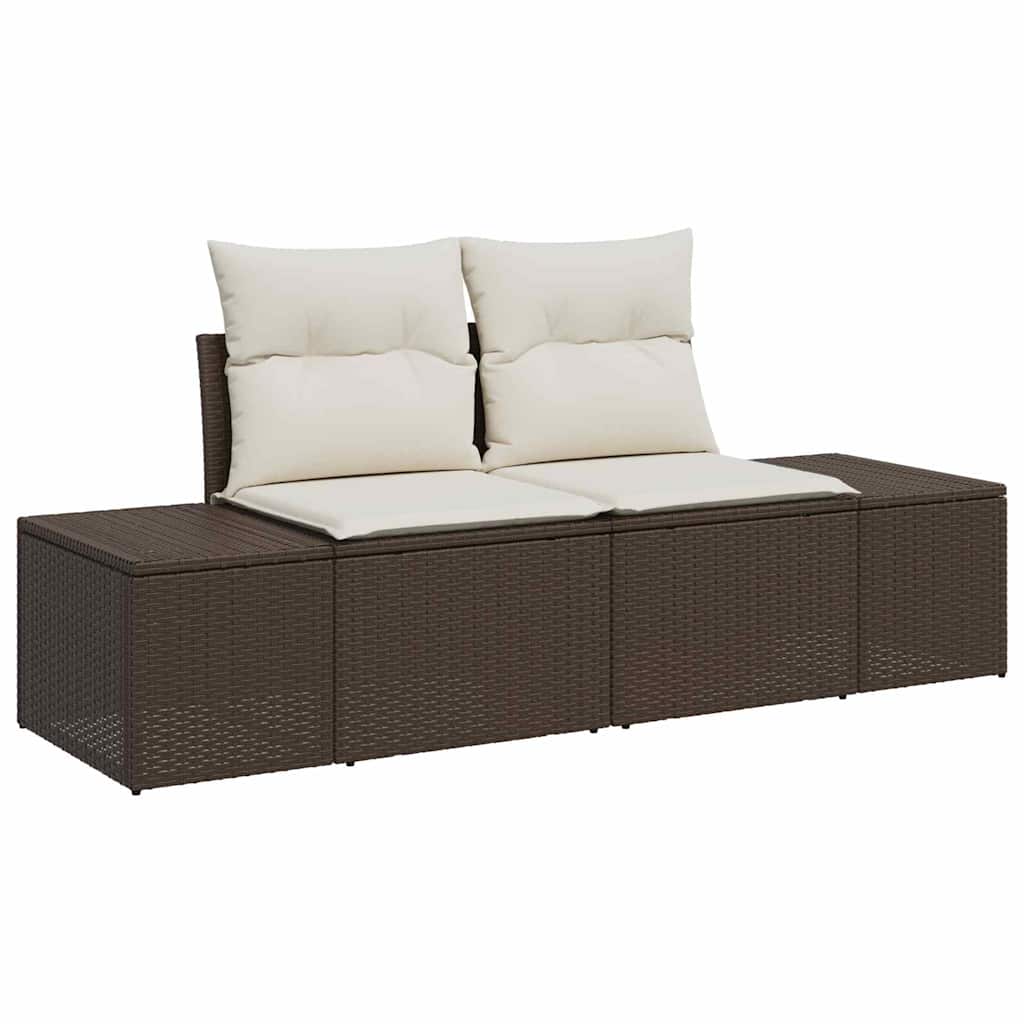 Garten-Sofa-Set mit Kissen 6 pcs Braun, Creme 100 x 55 x 73 cm