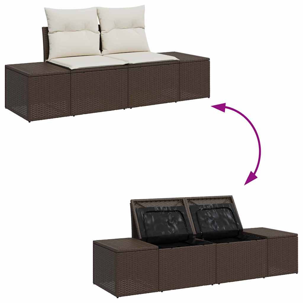 Garten-Sofa-Set mit Kissen 6 pcs Braun, Creme 100 x 55 x 73 cm