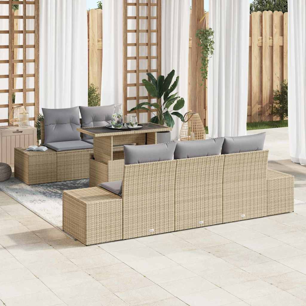 Garten-Sofa-Set 6 pcs Beige, Hellgrau 100 x 55 x 73 cm