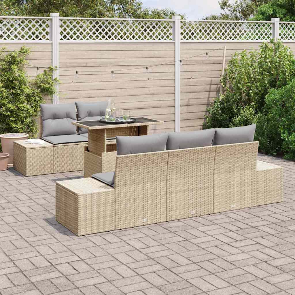 Garten-Sofa-Set 6 pcs Beige, Hellgrau 100 x 55 x 73 cm