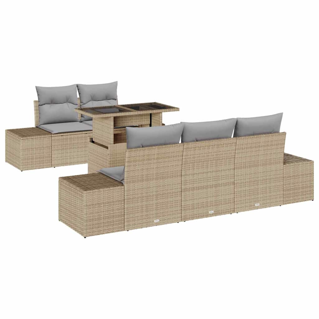 Garten-Sofa-Set 6 pcs Beige, Hellgrau 100 x 55 x 73 cm