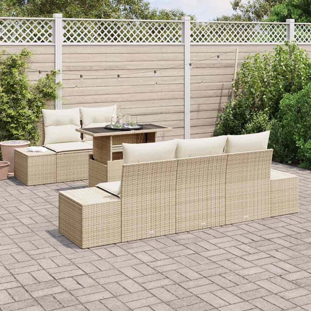 Garten-Sofa-Set mit Kissen 6 pcs Beige, Creme 100 x 55 x 73 cm