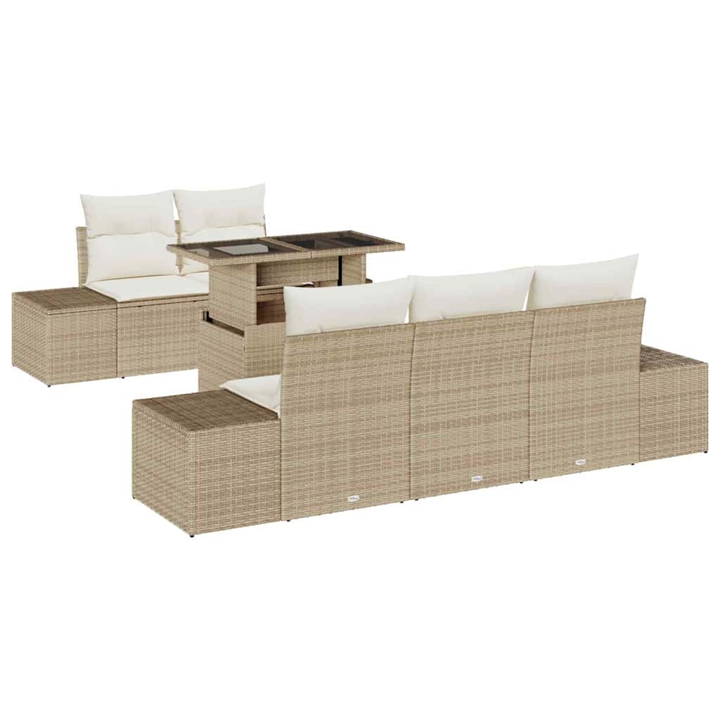 Garten-Sofa-Set mit Kissen 6 pcs Beige, Creme 100 x 55 x 73 cm