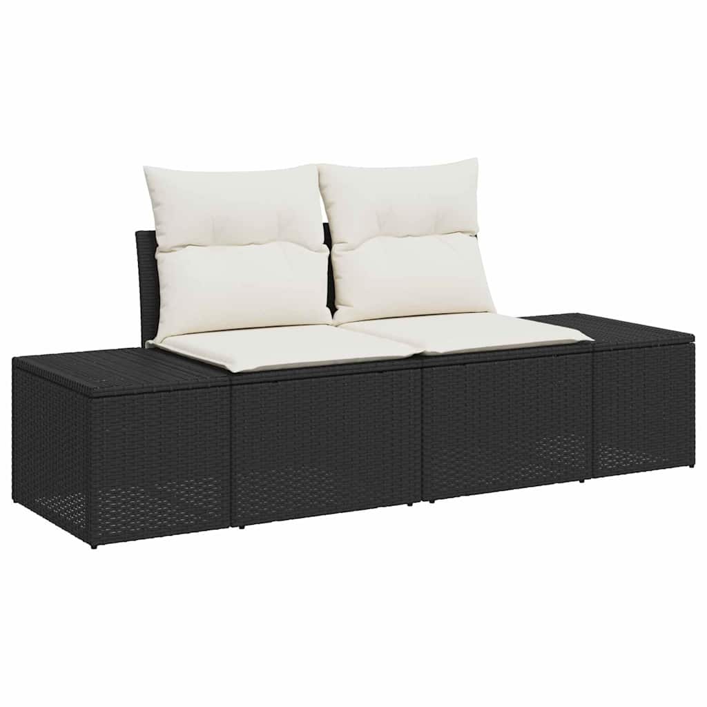Garten-Sofa-Set 7 pcs Schwarz, Creme 100 x 55 x 73 cm