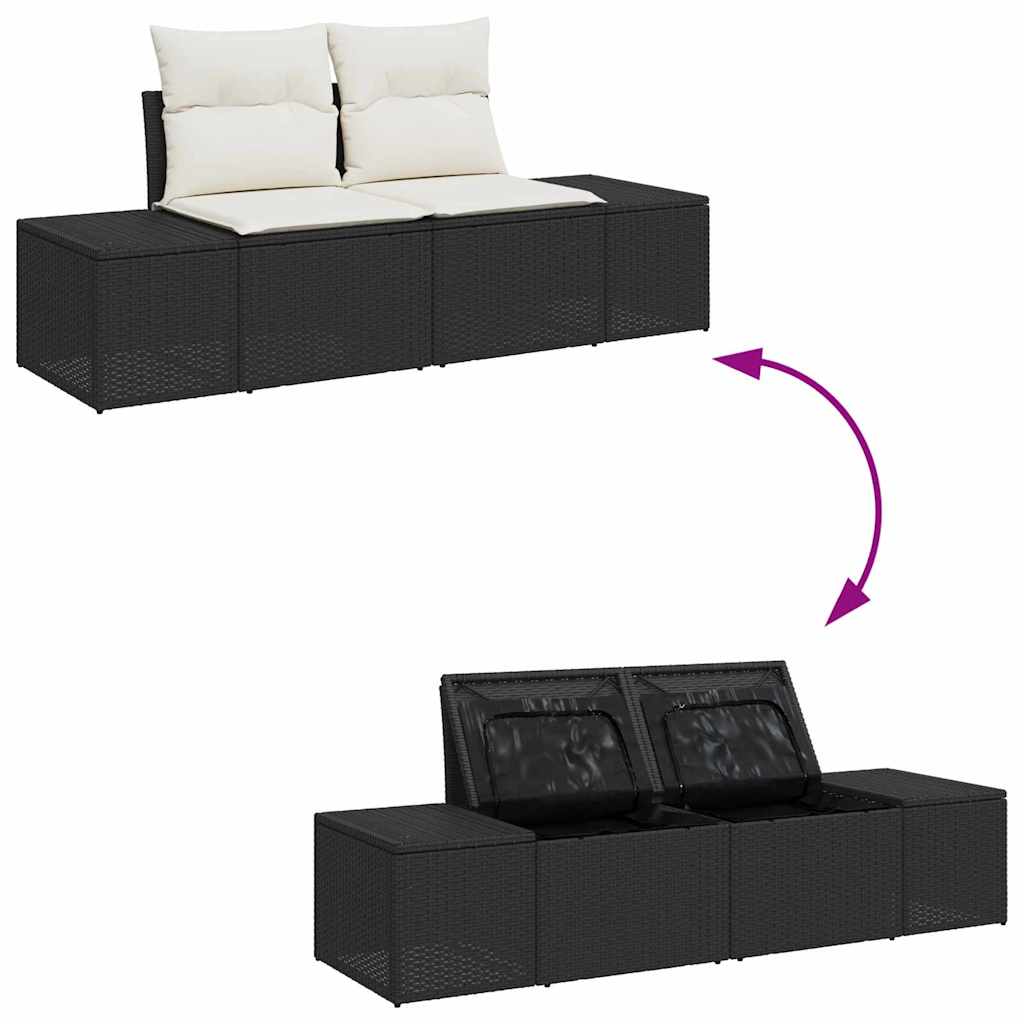 Garten-Sofa-Set 7 pcs Schwarz, Creme 100 x 55 x 73 cm