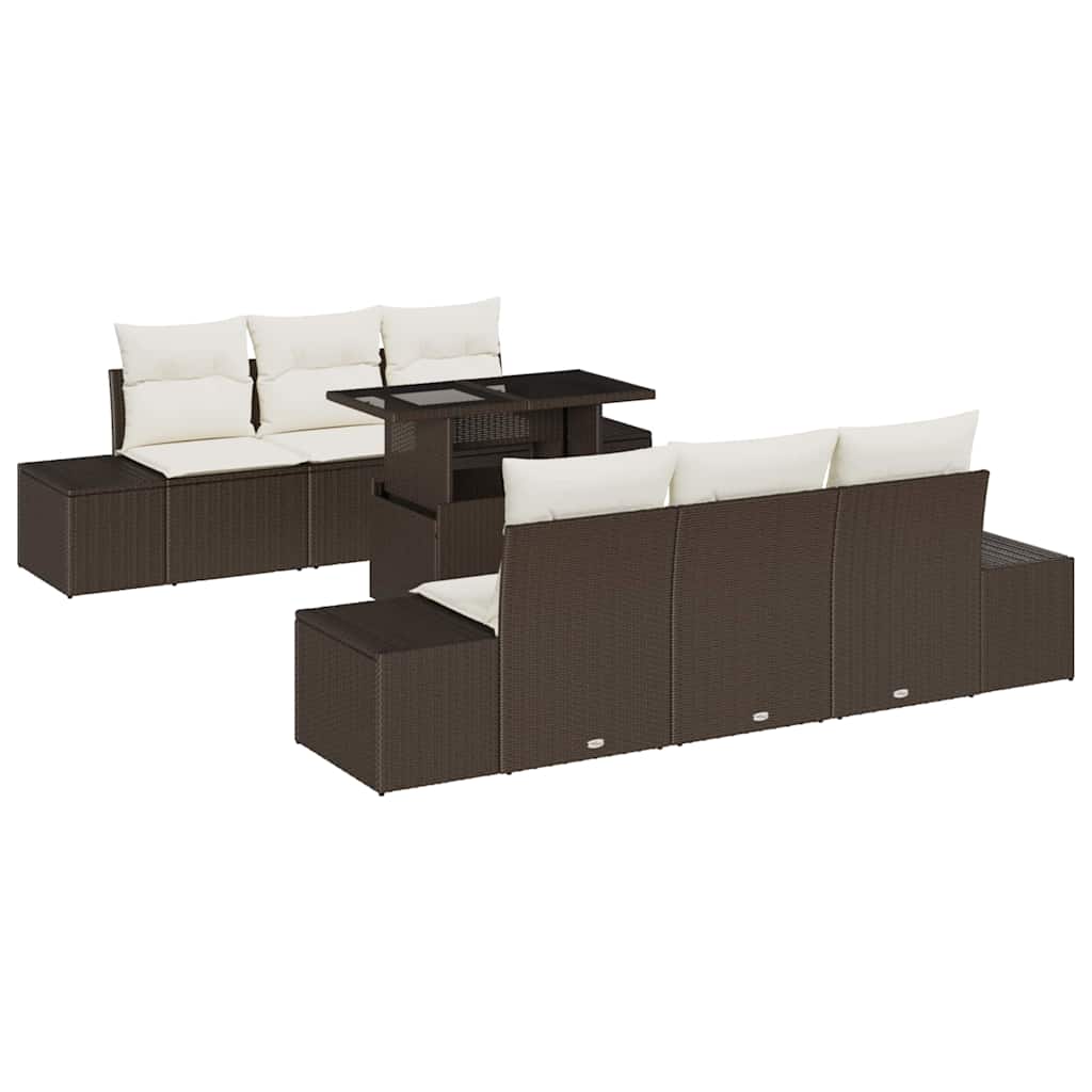 Garten-Sofa-Set mit Kissen 7 pcs Braun, Creme 100 x 55 x 73 cm