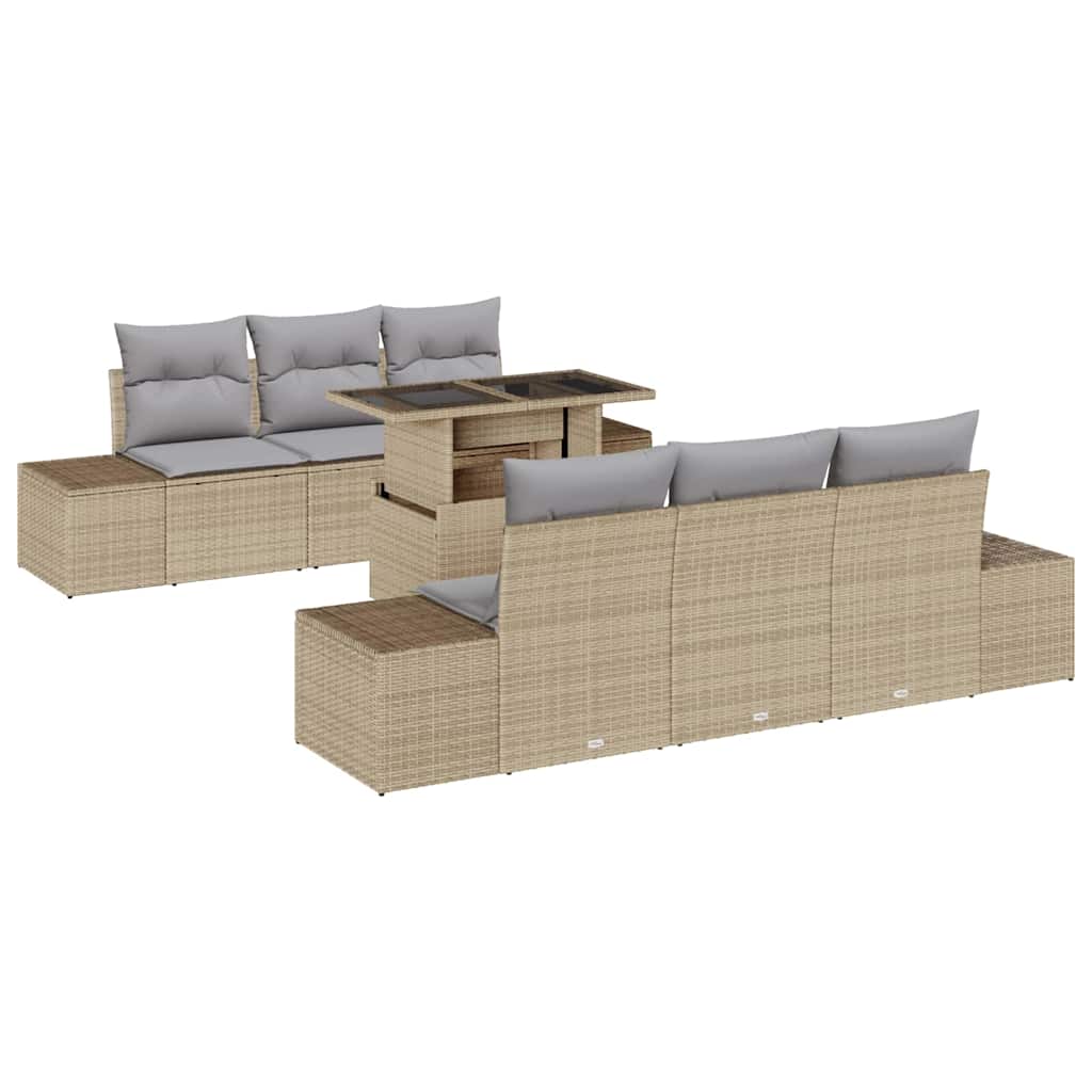 Garten-Sofa-Set 7 pcs Beige, Hellgrau 100 x 55 x 73 cm