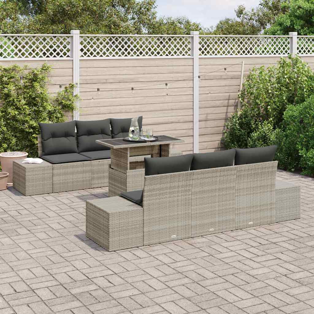 Garten-Sofa-Set mit Kissen 7 pcs Beige Grau 100 x 55 x 73 cm
