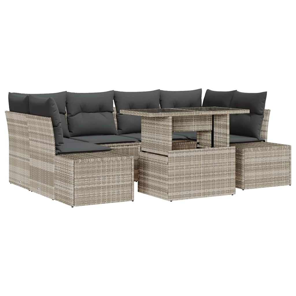 Garten-Sofa-Set mit Kissen 7 pcs Grau Beige 100 x 55 x 73 cm