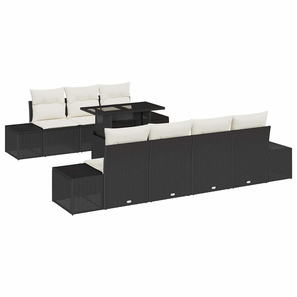 Garten-Sofa-Set 8 pcs Schwarz, Creme 100 x 55 x 73 cm