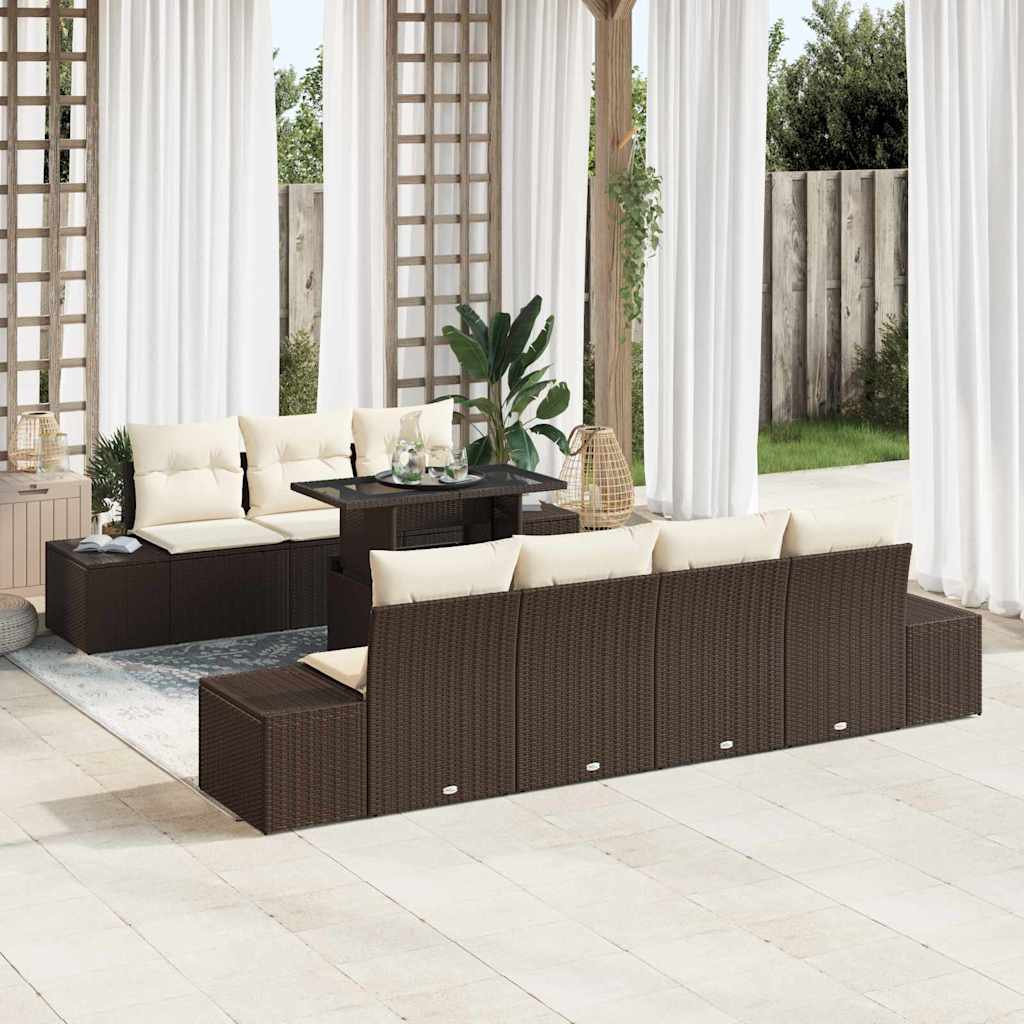 Garten-Sofa-Set mit Kissen 8 pcs Braun, Creme 100 x 55 x 73 cm