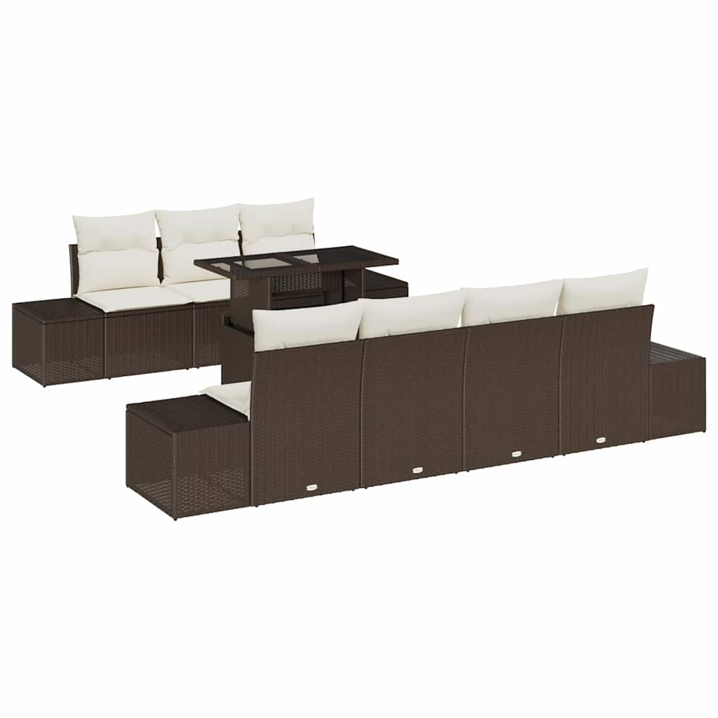 Garten-Sofa-Set mit Kissen 8 pcs Braun, Creme 100 x 55 x 73 cm