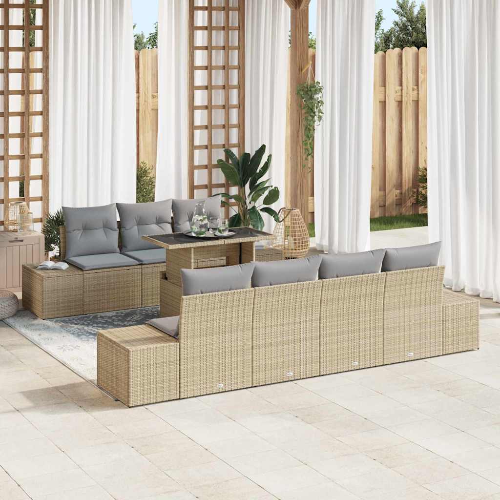 Garten-Sofa-Set 8 pcs Beige, Hellgrau 100 x 55 x 73 cm