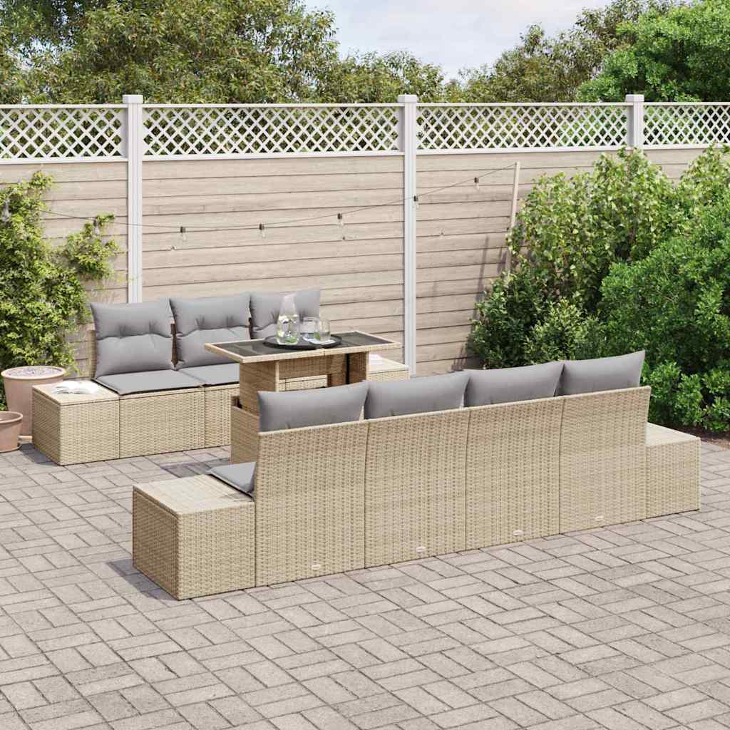 Garten-Sofa-Set 8 pcs Beige, Hellgrau 100 x 55 x 73 cm