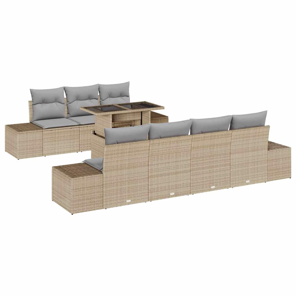 Garten-Sofa-Set 8 pcs Beige, Hellgrau 100 x 55 x 73 cm