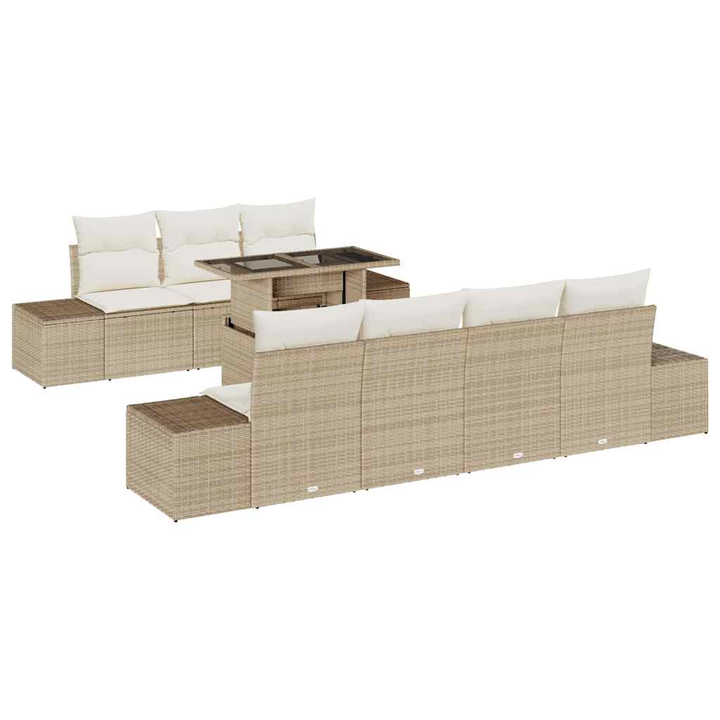 Garten-Sofa-Set mit Kissen 8 pcs Beige, Creme 100 x 55 x 73 cm