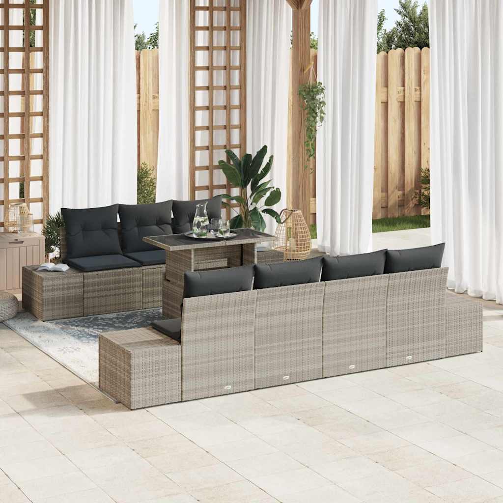 Garten-Sofa-Set 8 pcs Hellbraun, Dunkelgrau 100 x 55 x 73 cm