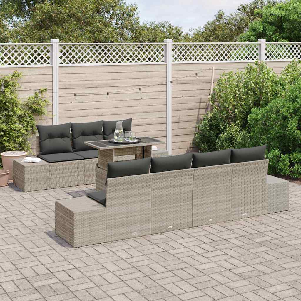 Garten-Sofa-Set 8 pcs Hellbraun, Dunkelgrau 100 x 55 x 73 cm