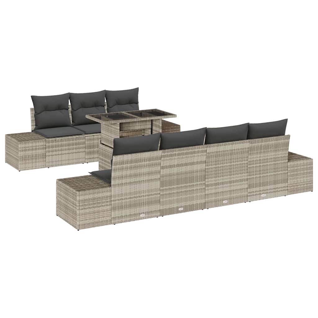Garten-Sofa-Set 8 pcs Hellbraun, Dunkelgrau 100 x 55 x 73 cm