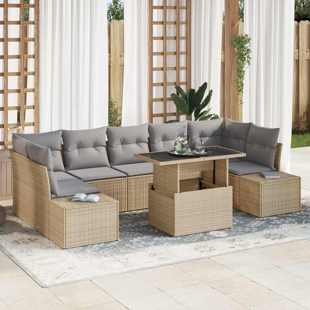 Garten-Sofa-Set 8 pcs Beige, Hellgrau 100 x 55 x 73 cm