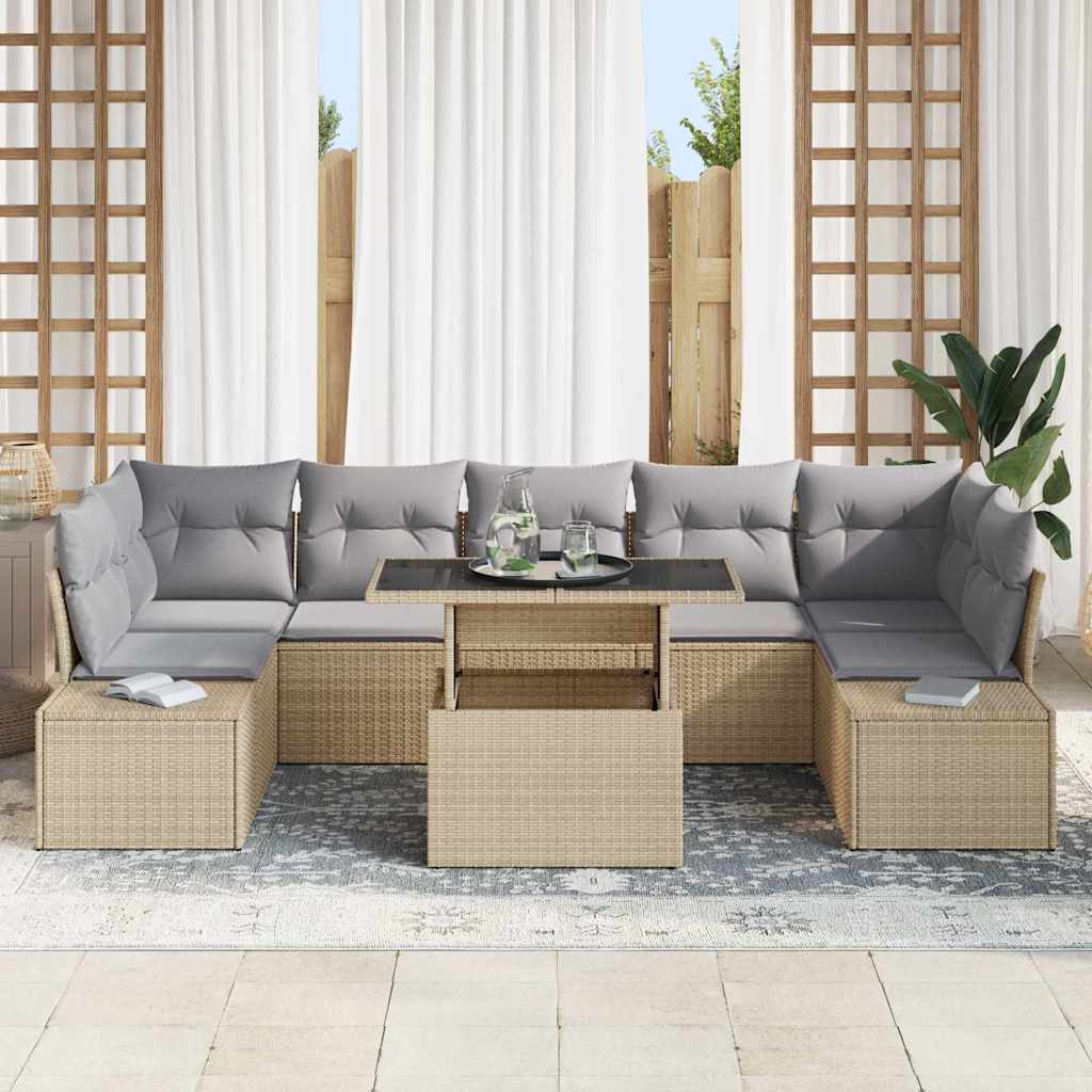 Garten-Sofa-Set 8 pcs Beige, Hellgrau 100 x 55 x 73 cm
