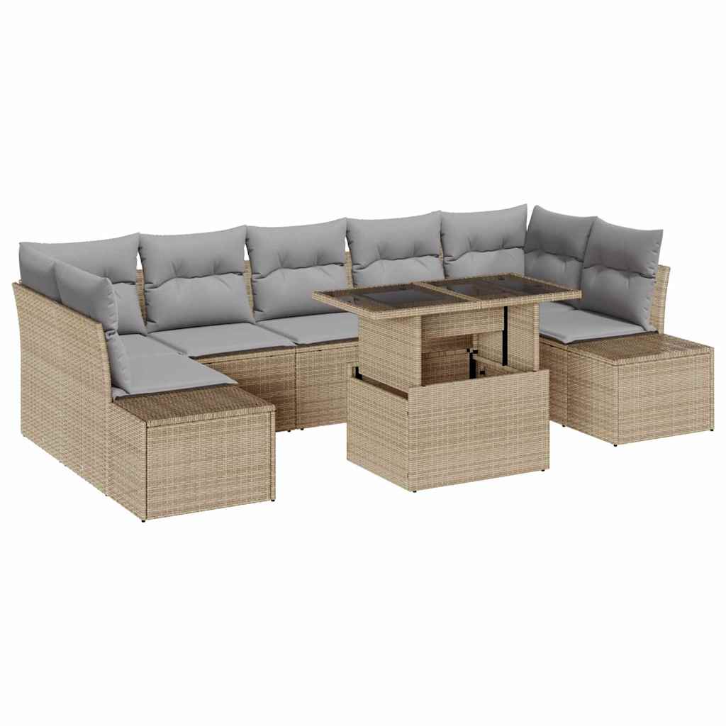 Garten-Sofa-Set 8 pcs Beige, Hellgrau 100 x 55 x 73 cm