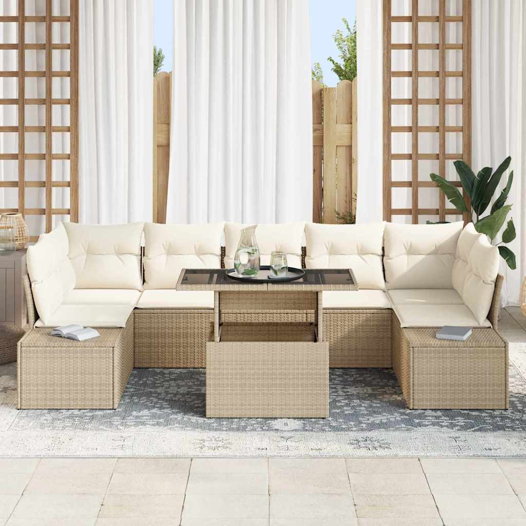 Garten-Sofa-Set mit Kissen 8 pcs Beige, Creme 100 x 55 x 73 cm