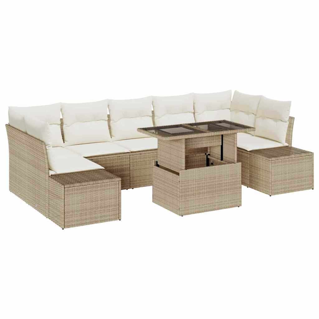 Garten-Sofa-Set mit Kissen 8 pcs Beige, Creme 100 x 55 x 73 cm