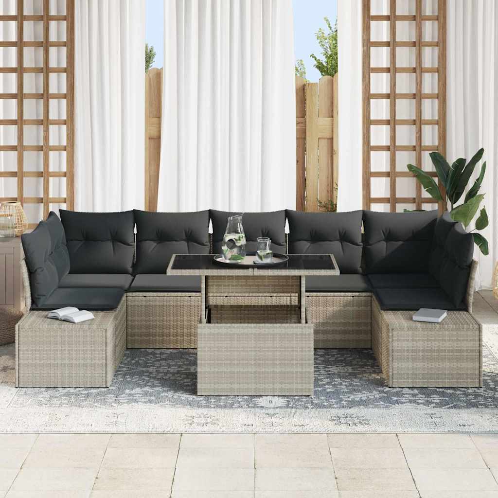 Garten-Sofa-Set 8 pcs Grau und natürlich 100 x 55 x 73 cm