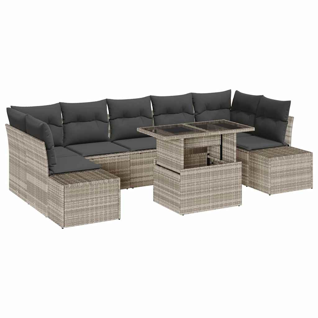 Garten-Sofa-Set 8 pcs Grau und natürlich 100 x 55 x 73 cm