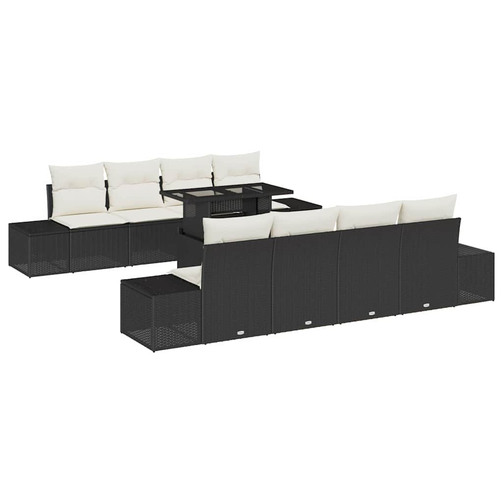 Garten-Sofa-Set 7 pcs Schwarz, Creme 100 x 55 x 73 cm