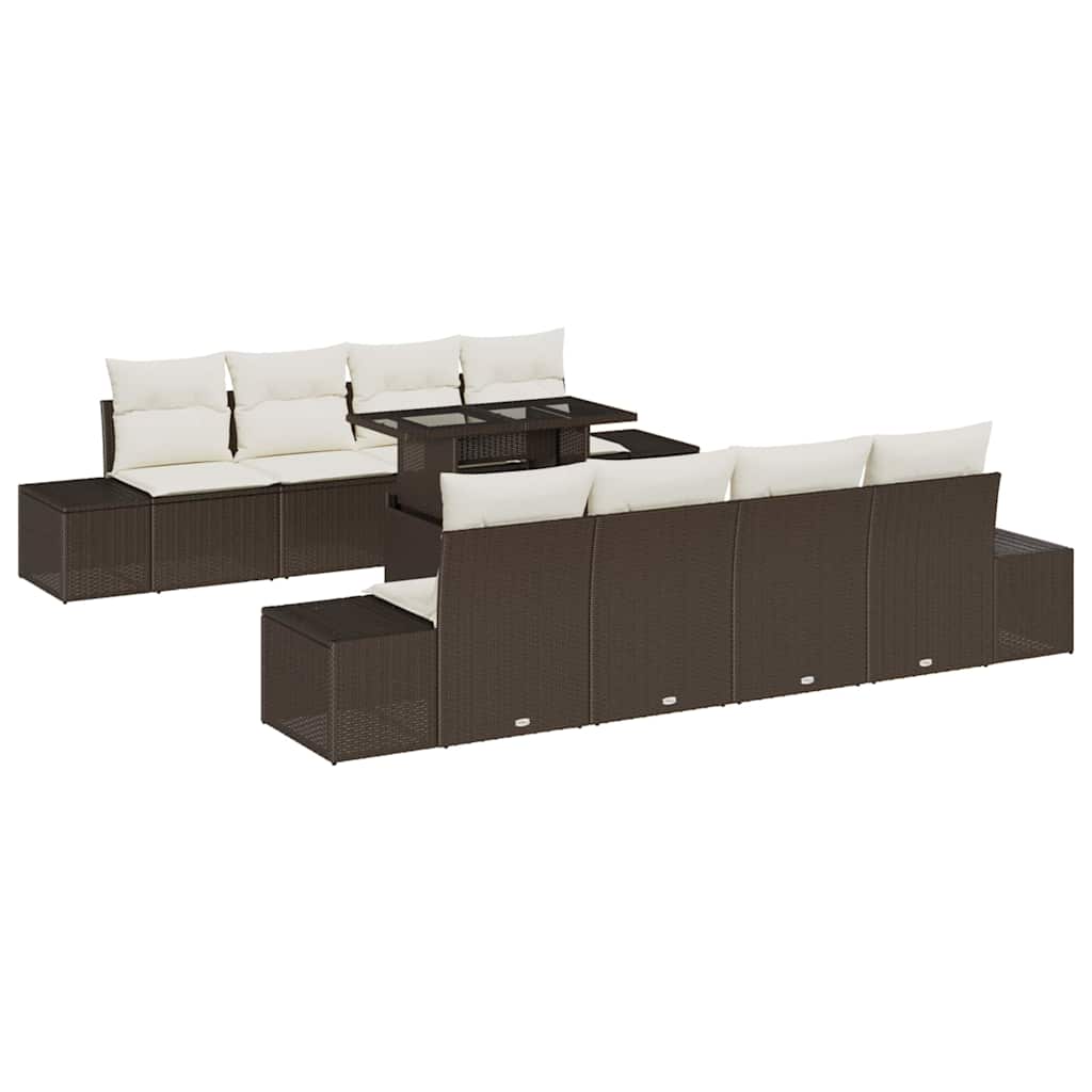 Garten-Sofa-Set mit Kissen 7 pcs Braun, Creme 100 x 55 x 73 cm