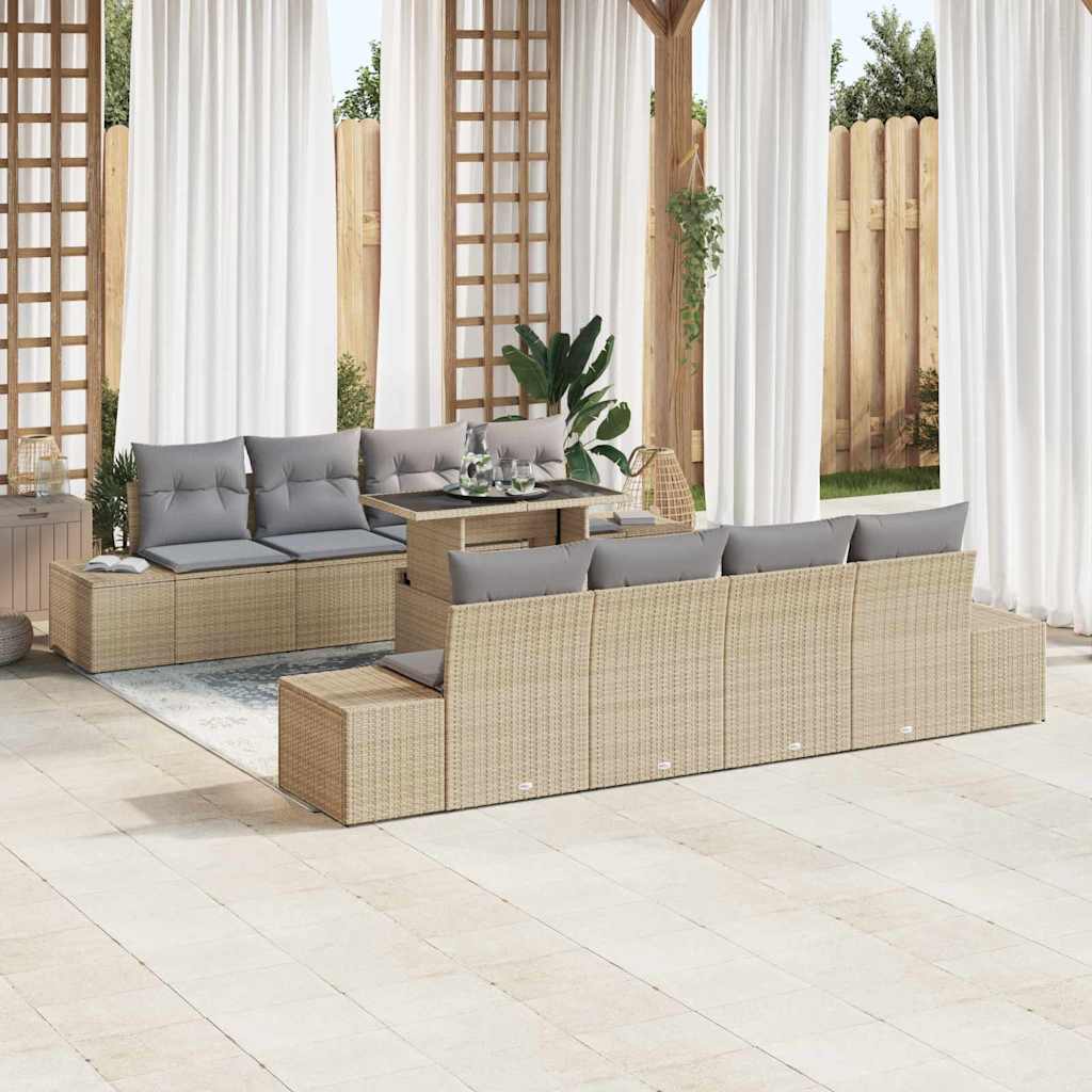 Garten-Sofa-Set 7 pcs Beige, Hellgrau 100 x 55 x 73 cm