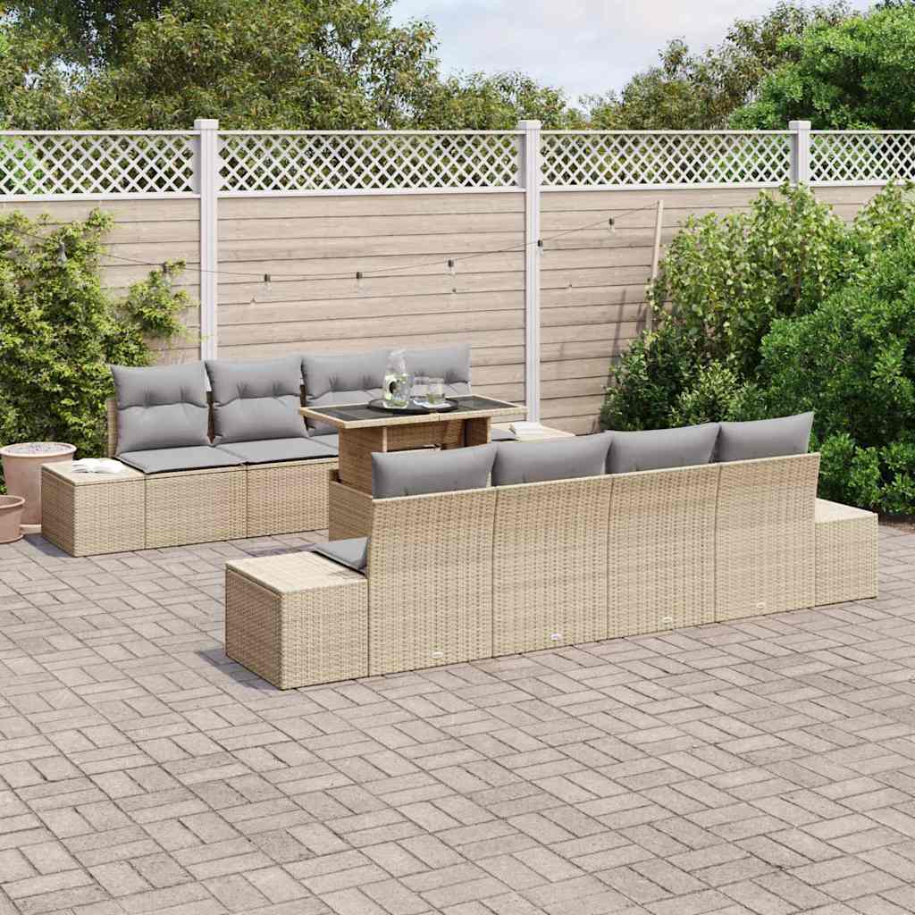 Garten-Sofa-Set 7 pcs Beige, Hellgrau 100 x 55 x 73 cm