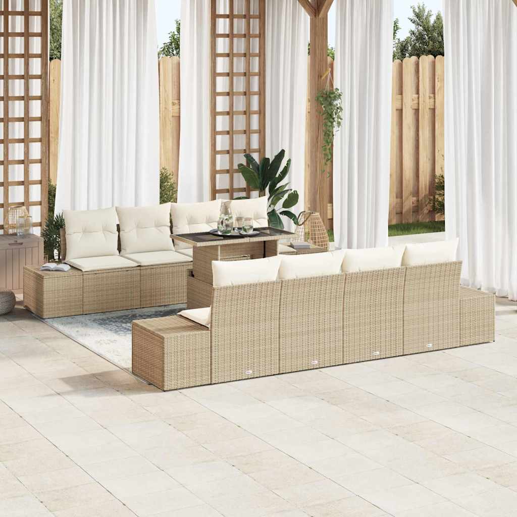Garten-Sofa-Set mit Kissen 7 pcs Beige, Creme 100 x 55 x 73 cm
